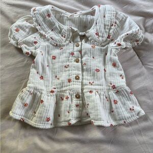Cat & Jack White Floral Kids Blouse